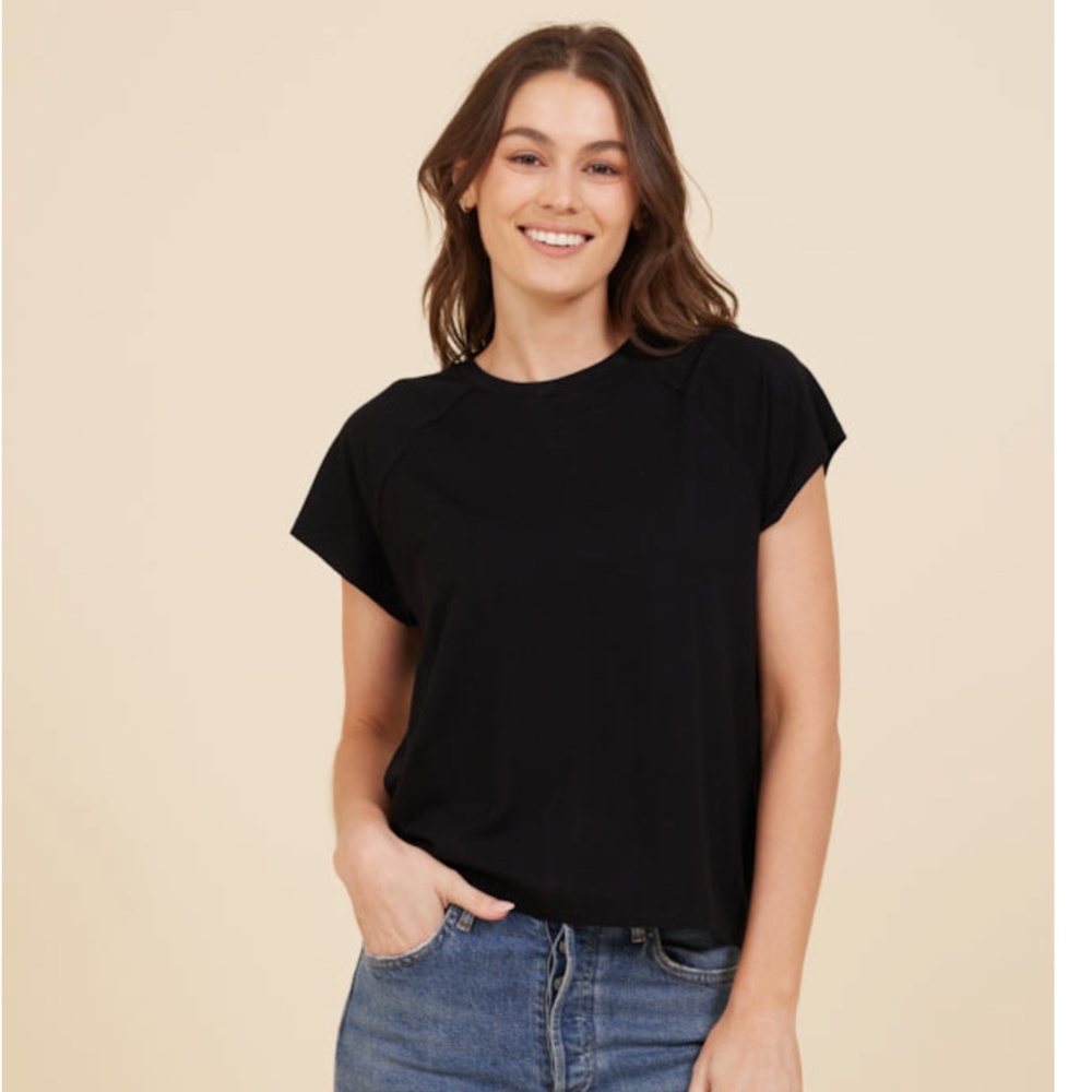 NWT Majestic Filatures French Terry Crewneck in Noir Large